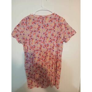 ASOS Design Floral Pink Pleated Mini dress ruffled Hemmed Dress Size M